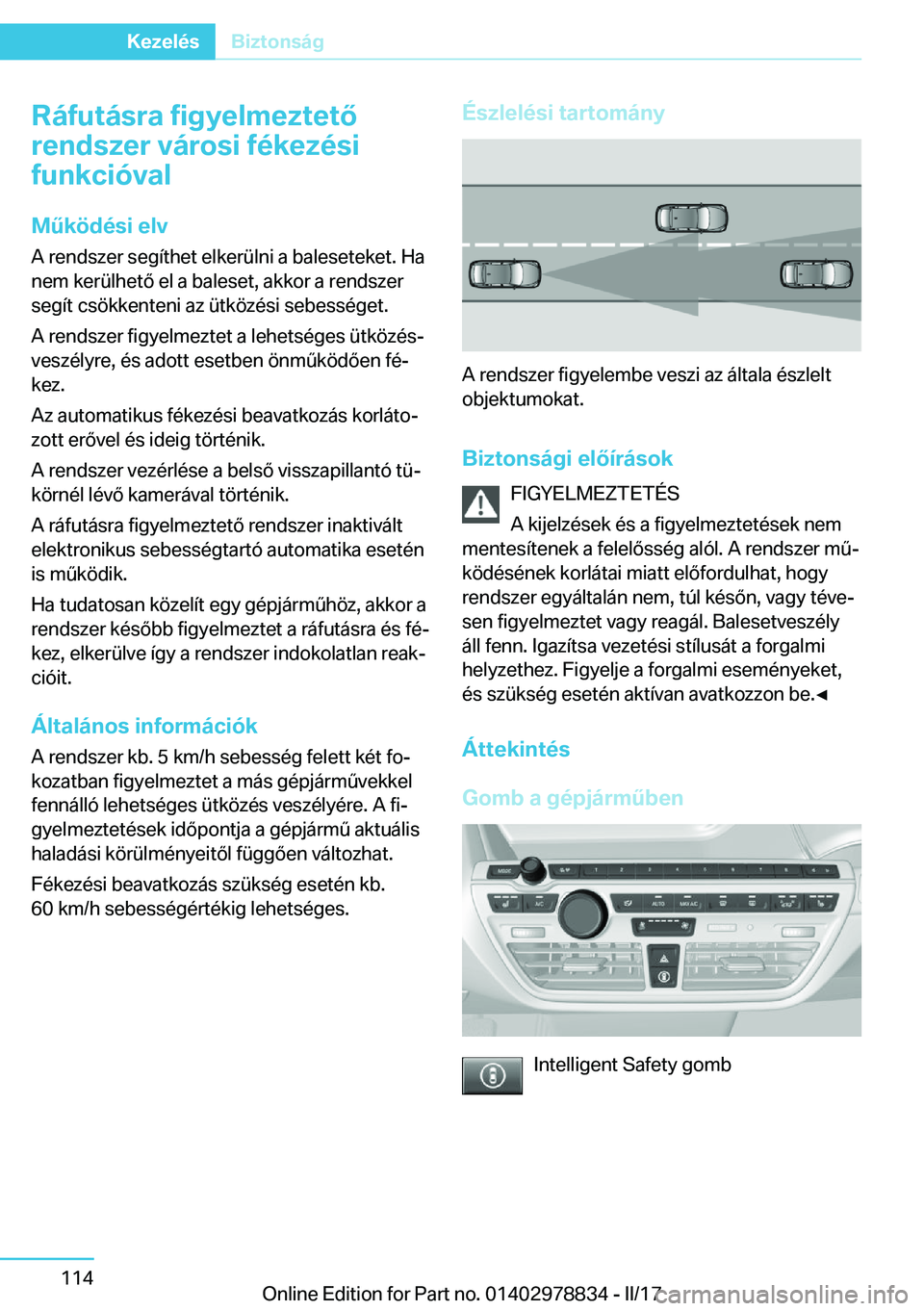 BMW I3 2017  Kezelési útmutató (in Hungarian) �R�