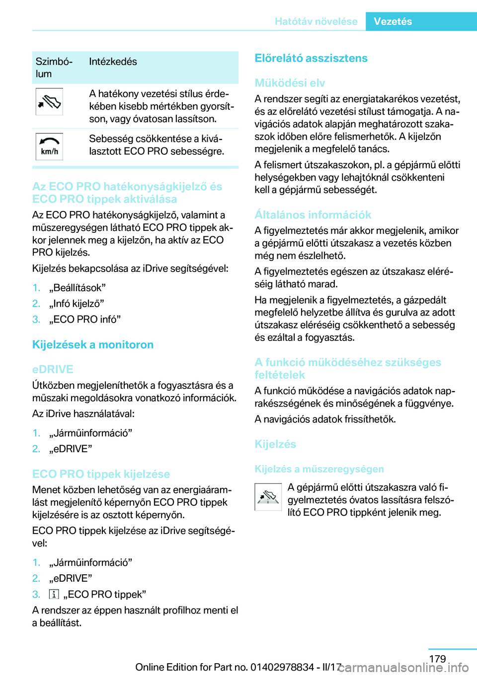 BMW I3 2017  Kezelési útmutató (in Hungarian) �S�z�i�m�b�