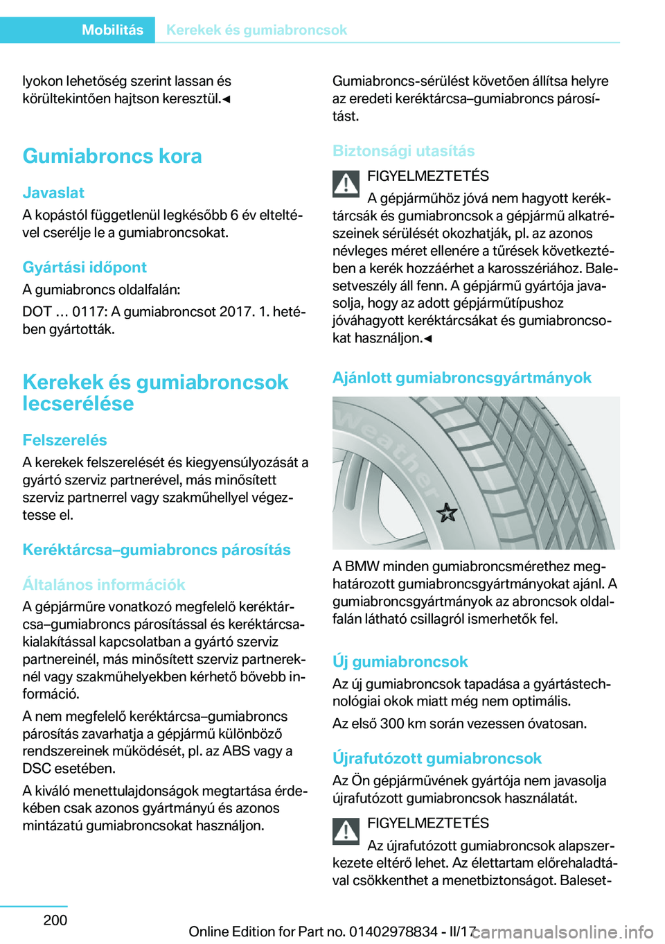 BMW I3 2017  Kezelési útmutató (in Hungarian) �l�y�o�k�o�n� �l�e�h�e�t�