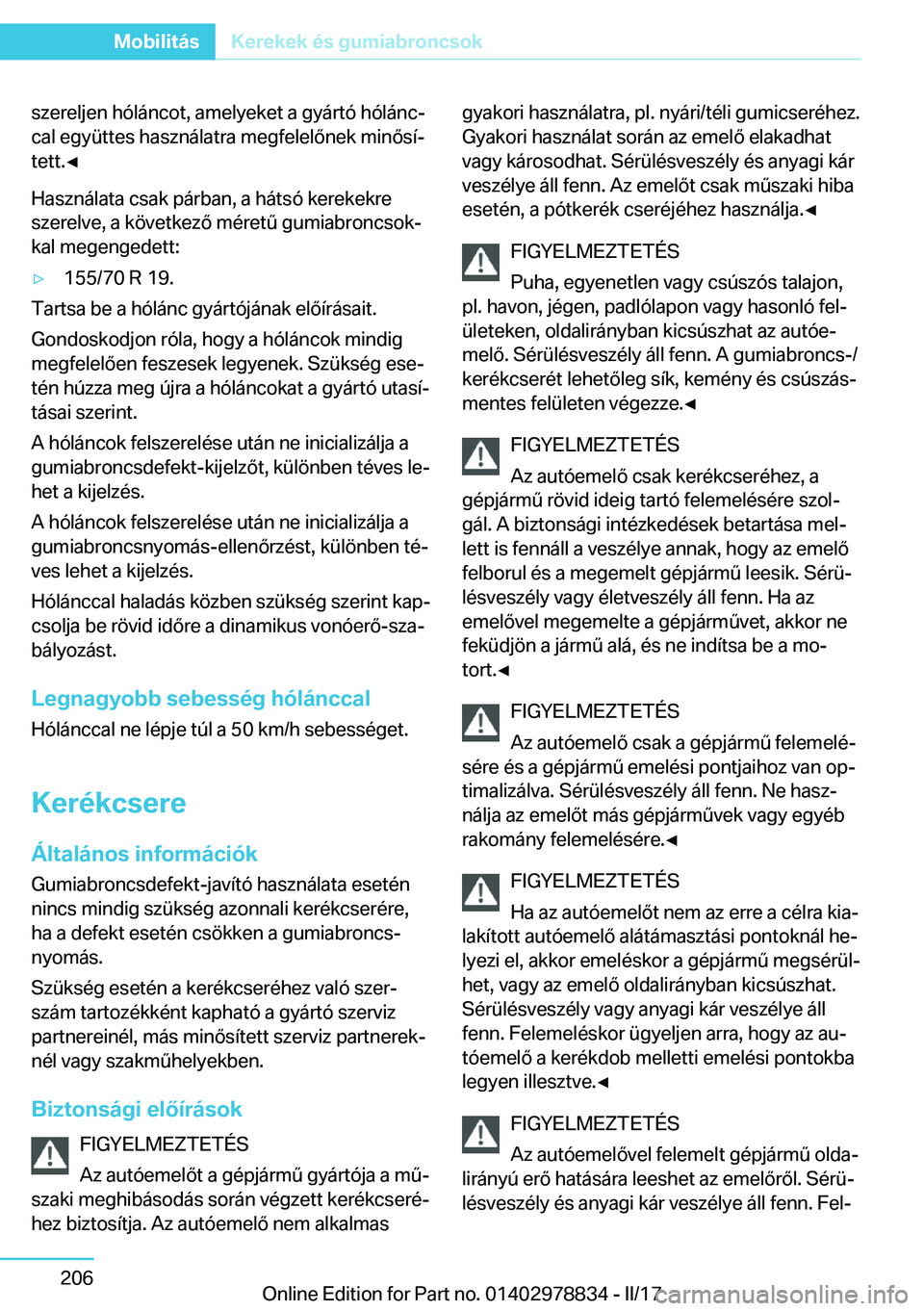 BMW I3 2017  Kezelési útmutató (in Hungarian) �s�z�e�r�e�l�j�e�n� �h�