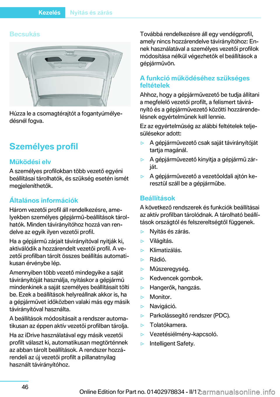 BMW I3 2017  Kezelési útmutató (in Hungarian) �B�e�c�s�u�k�