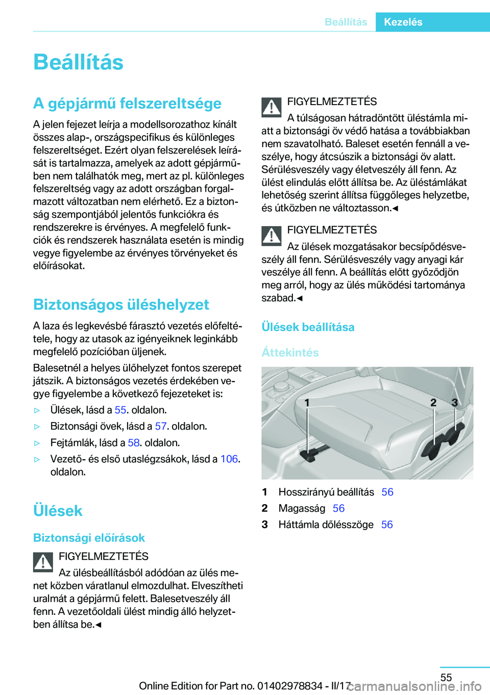 BMW I3 2017  Kezelési útmutató (in Hungarian) �B�e�