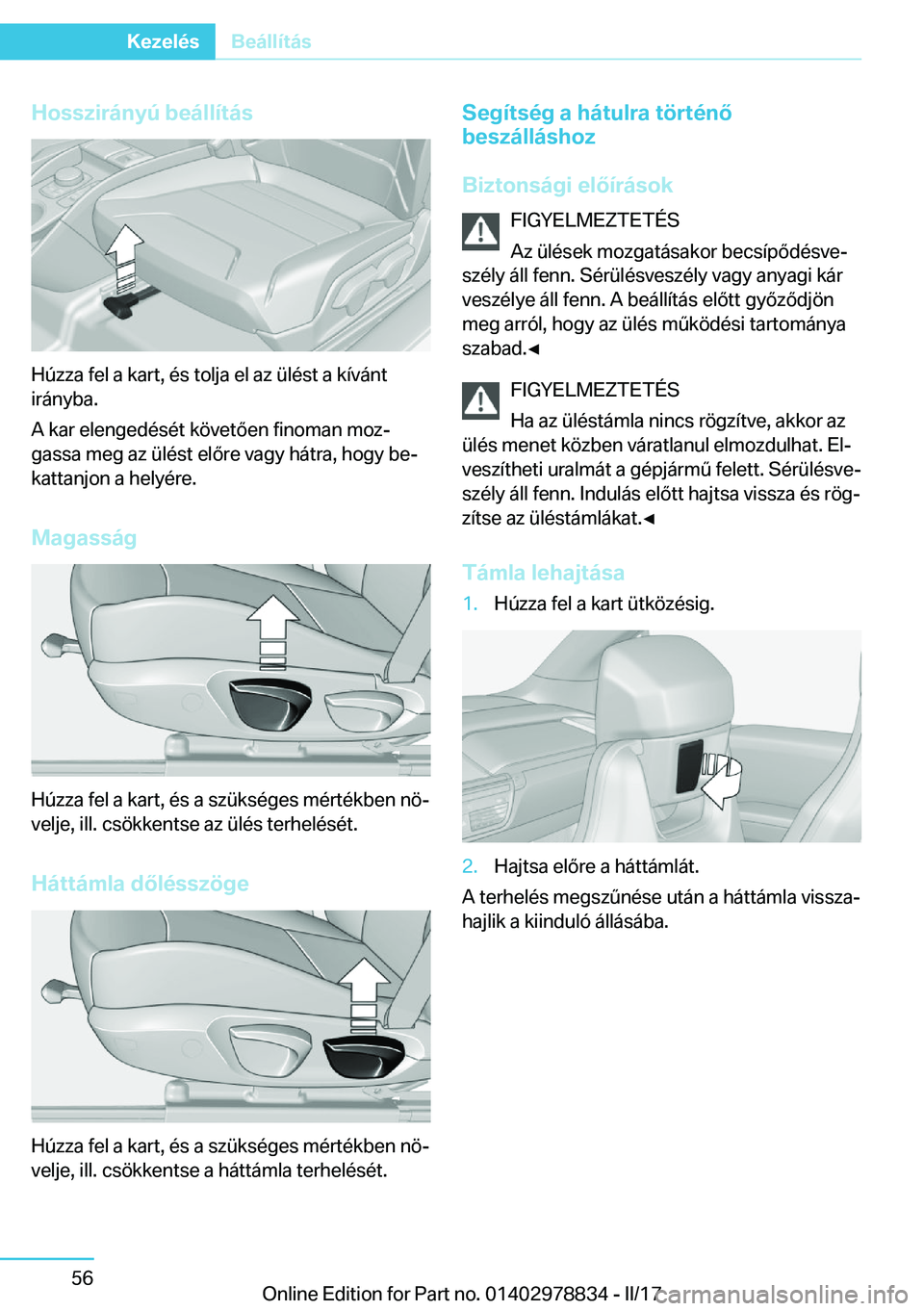 BMW I3 2017  Kezelési útmutató (in Hungarian) �H�o�s�s�z�i�r�