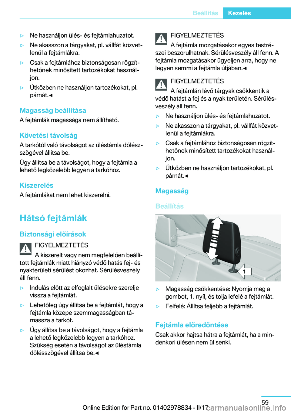 BMW I3 2017  Kezelési útmutató (in Hungarian) 'y�N�e� �h�a�s�z�n�