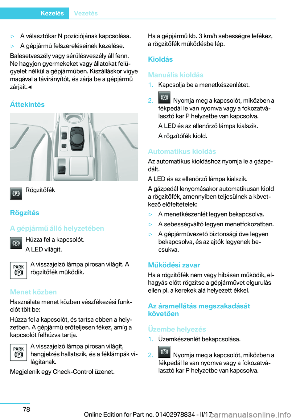 BMW I3 2017  Kezelési útmutató (in Hungarian) 'y�A� �v�