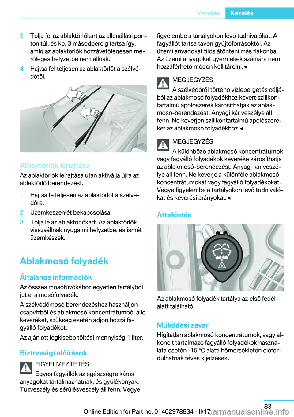 BMW I3 2017  Kezelési útmutató (in Hungarian) �3�.�T�o�l�j�a� �f�e�l� �a�z� �a�b�l�a�k�t�