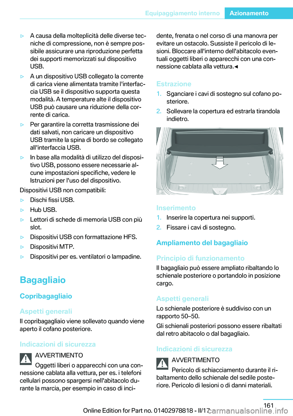 BMW I3 2017  Libretti Di Uso E manutenzione (in Italian) 'y�A� �c�a�u�s�a� �d�e�l�l�a� �m�o�l�t�e�p�l�i�c�i�t�