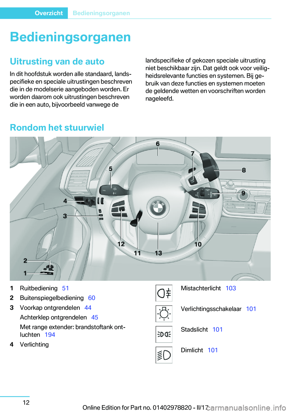 BMW I3 2017  Instructieboekjes (in Dutch) �B�e�d�i�e�n�i�n�g�s�o�r�g�a�n�e�n�U�i�t�r�u�s�t�i�n�g��v�a�n��d�e��a�u�t�o�I�n� �d�i�t� �h�o�o�f�d�s�t�u�k� �w�o�r�d�e�n� �a�l�l�e� �s�t�a�n�d�a�a�r�d�,� �l�a�n�d�sj
�p�e�c�i�f�i�e�k�e� �e�n� �s�