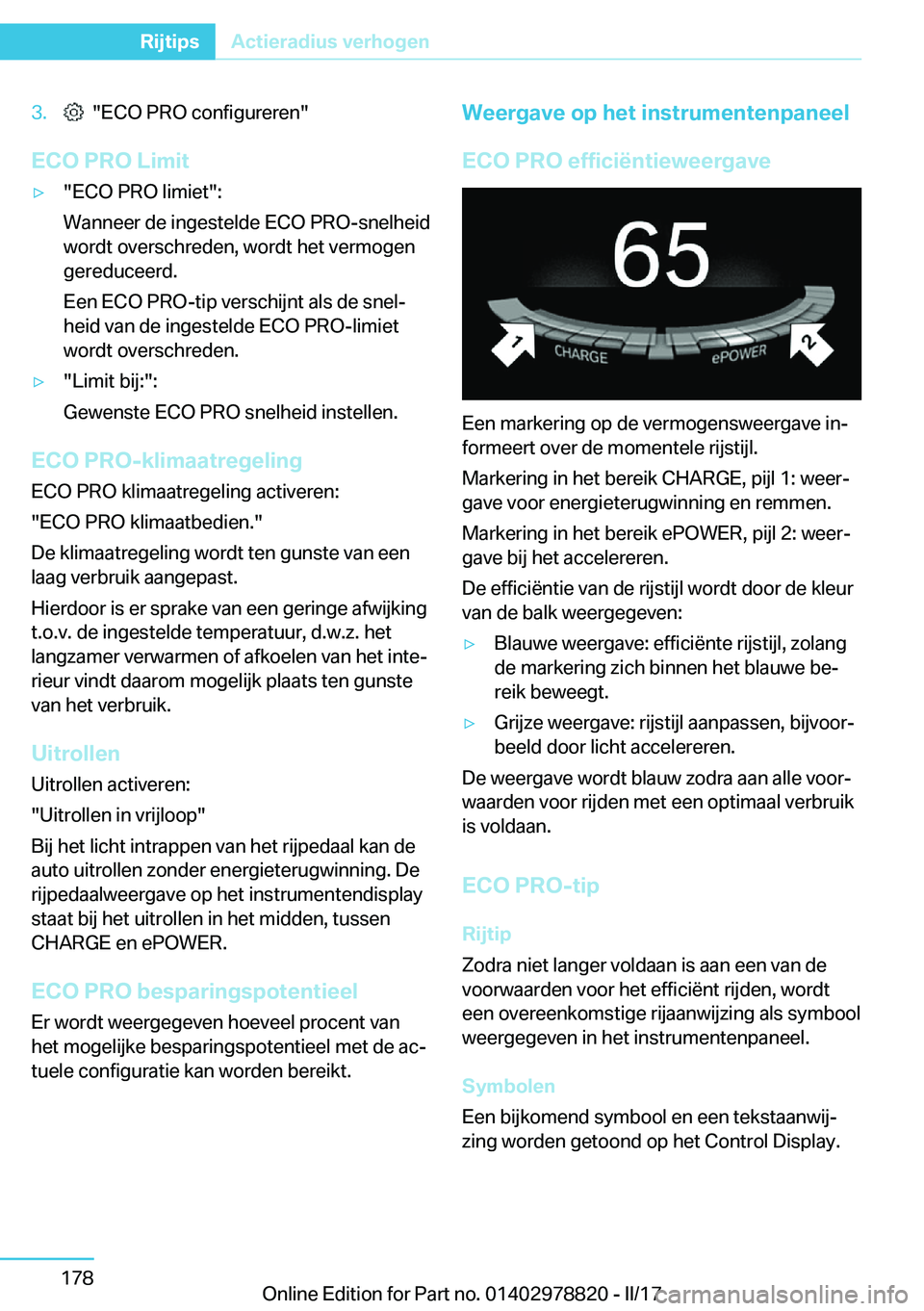 BMW I3 2017  Instructieboekjes (in Dutch) �3�.� � �"�E�C�O� �P�R�O� �c�o�n�f�i�g�u�r�e�r�e�n�"
�E�C�O��P�R�O��L�i�m�i�t
'y�"�E�C�O� �P�R�O� �l�i�m�i�e�t�"�:
�W�a�n�n�e�e�r� �d�e� �i�n�g�e�s�t�e�l�d�e� �E�C�O� �P�R�O�-�s�