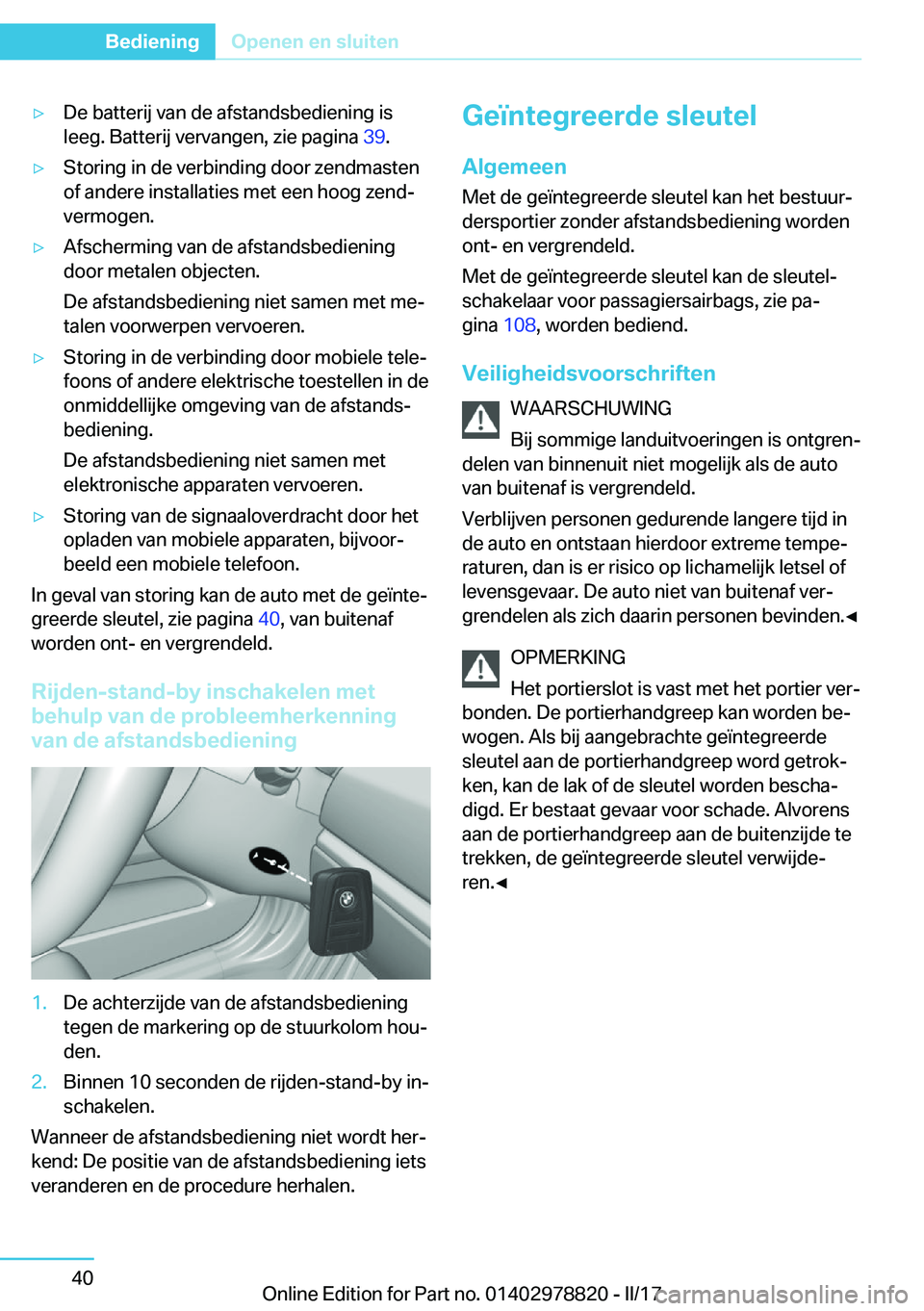 BMW I3 2017  Instructieboekjes (in Dutch) 'y�D�e� �b�a�t�t�e�r�i�j� �v�a�n� �d�e� �a�f�s�t�a�n�d�s�b�e�d�i�e�n�i�n�g� �i�s�l�e�e�g�.� �B�a�t�t�e�r�i�j� �v�e�r�v�a�n�g�e�n�,� �z�i�e� �p�a�g�i�n�a�  �3�9�.'y�S�t�o�r�i�n�g� �i�n� �d�e� �