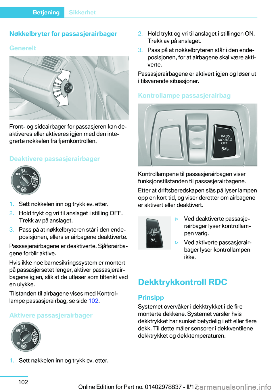 BMW I3 2017  InstruksjonsbØker (in Norwegian) �N�