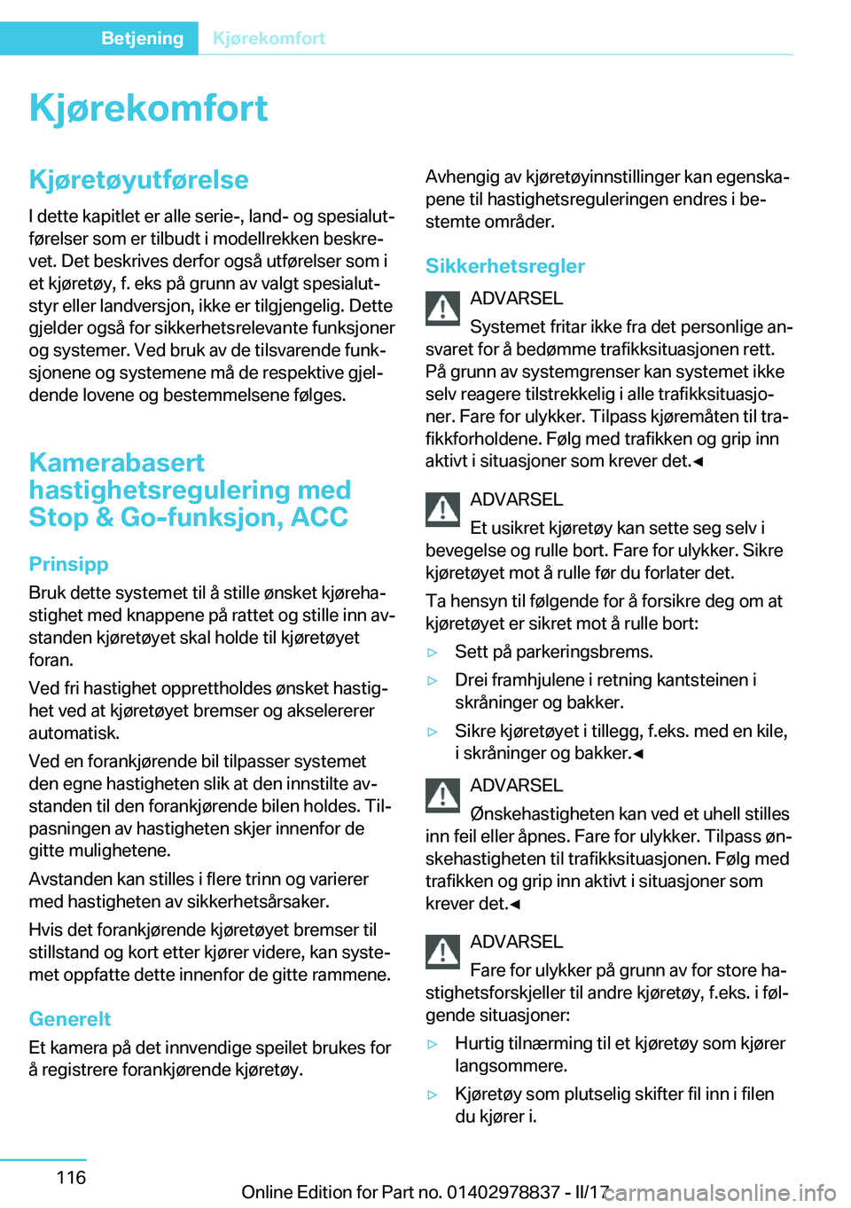 BMW I3 2017  InstruksjonsbØker (in Norwegian) �K�j�