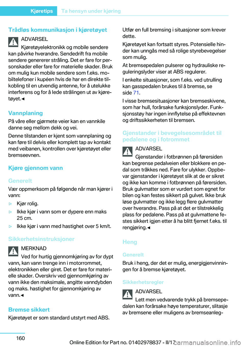 BMW I3 2017  InstruksjonsbØker (in Norwegian) �T�r�å�d�l�