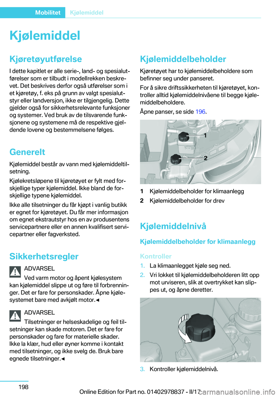 BMW I3 2017  InstruksjonsbØker (in Norwegian) �K�j�