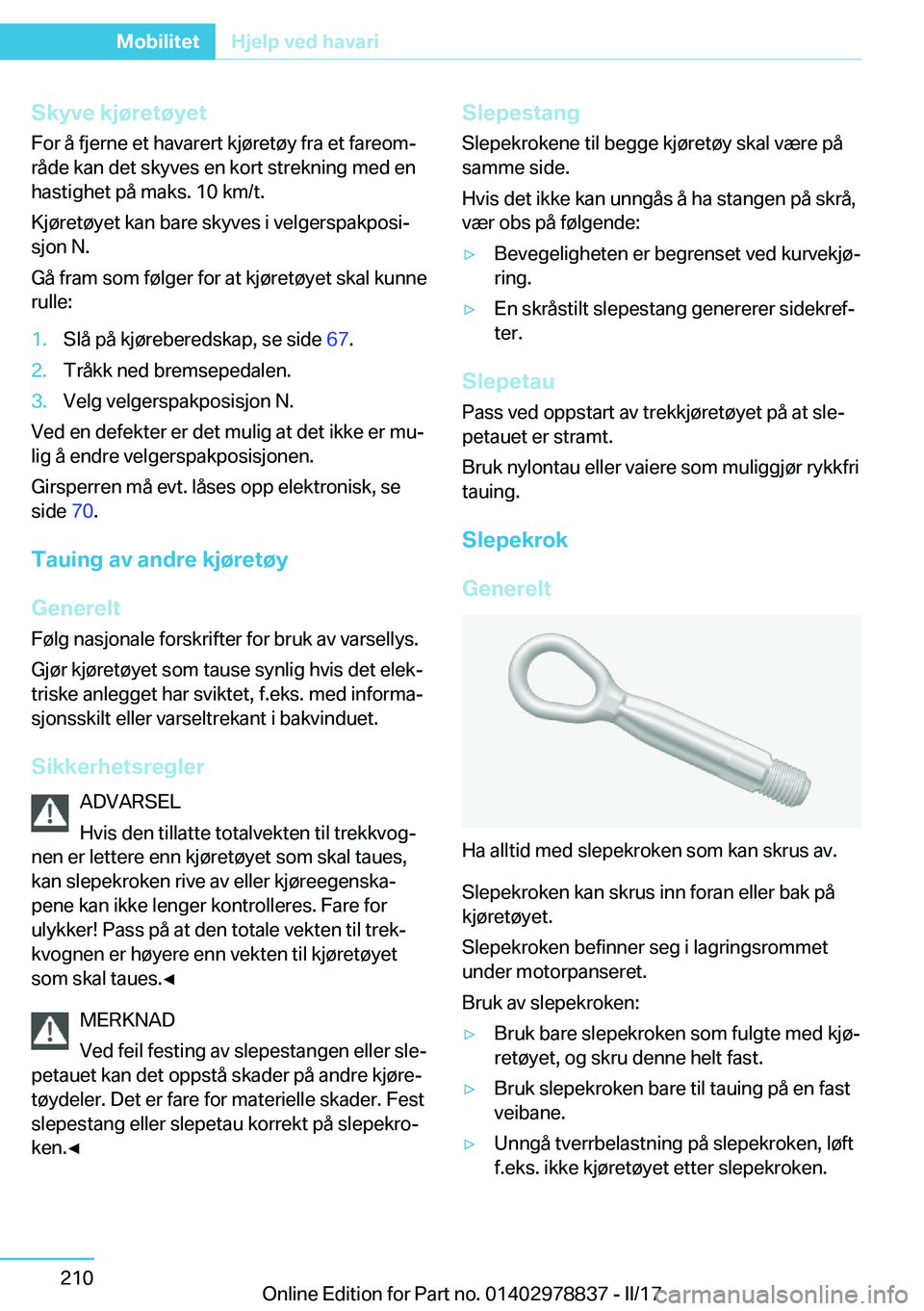 BMW I3 2017  InstruksjonsbØker (in Norwegian) �S�k�y�v�e��k�j�