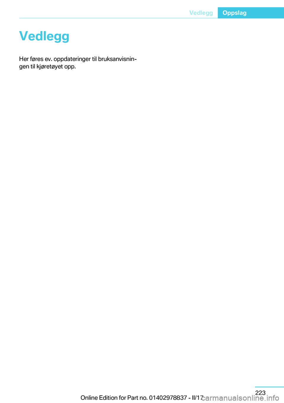 BMW I3 2017  InstruksjonsbØker (in Norwegian) �V�e�d�l�e�g�g�H�e�r� �f�