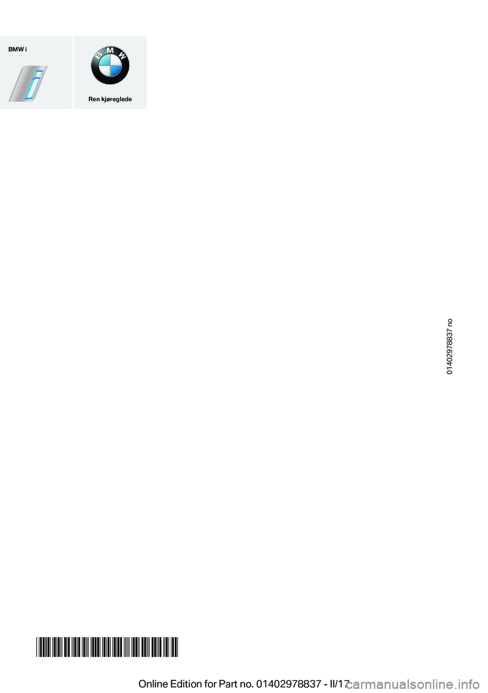 BMW I3 2017  InstruksjonsbØker (in Norwegian) �B�M�W��i
�R�e�n��k�j�