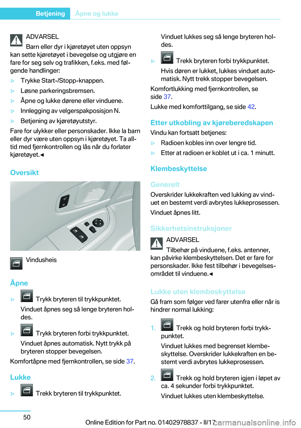 BMW I3 2017  InstruksjonsbØker (in Norwegian) �A�D�V�A�R�S�E�L
�B�a�r�n� �e�l�l�e�r� �d�y�r� �i� �k�j�