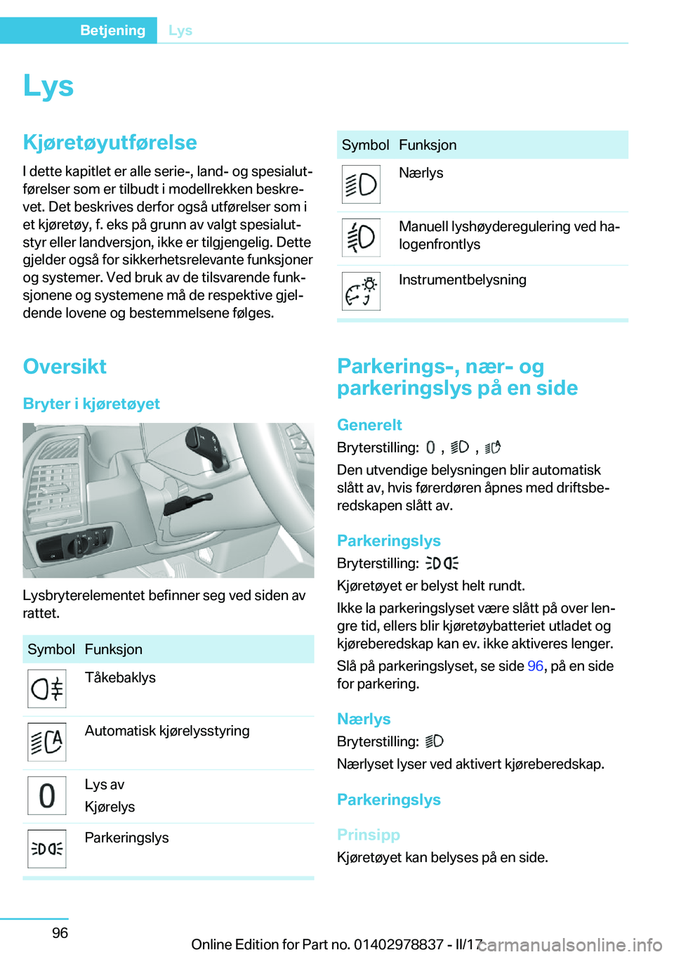 BMW I3 2017  InstruksjonsbØker (in Norwegian) �L�y�s�K�j�