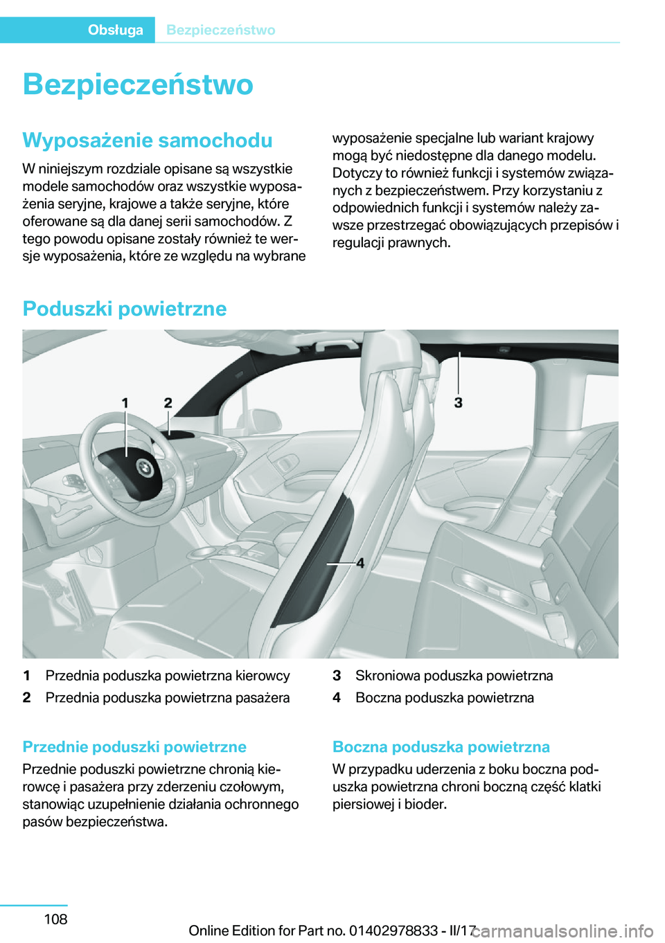 BMW I3 2017  Instrukcja obsługi (in Polish) �B�e�z�p�i�e�c�z�e�