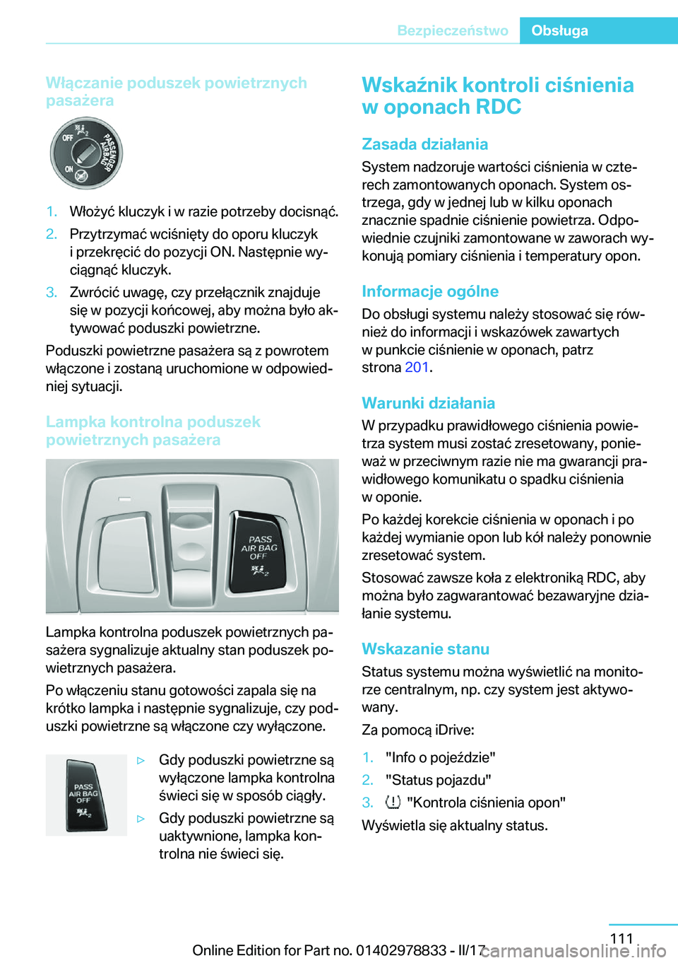 BMW I3 2017  Instrukcja obsługi (in Polish) �W�ł�