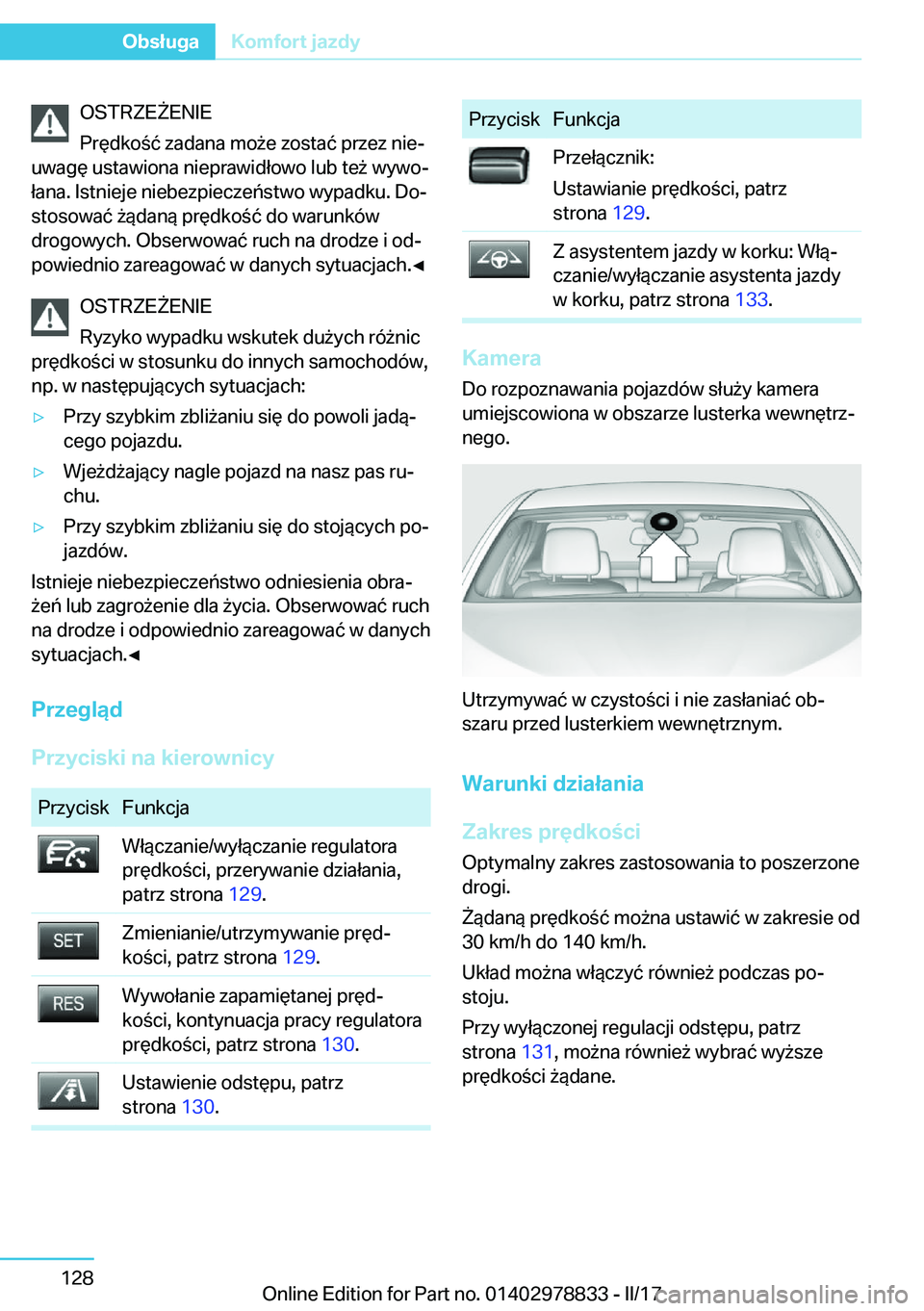 BMW I3 2017  Instrukcja obsługi (in Polish) �O�S�T�R�Z�E 8�E�N�I�E
�P�r�