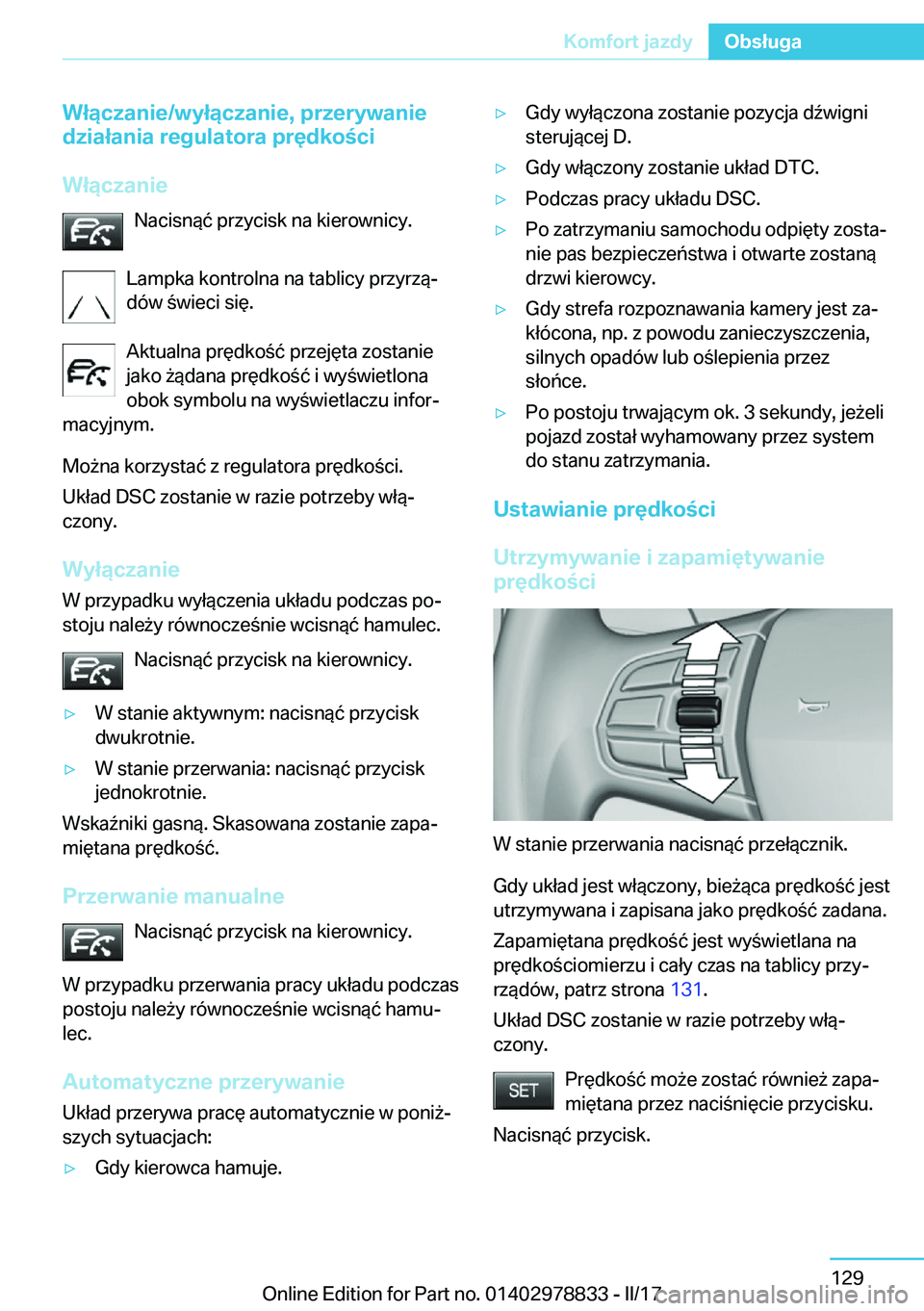BMW I3 2017  Instrukcja obsługi (in Polish) �W�ł�