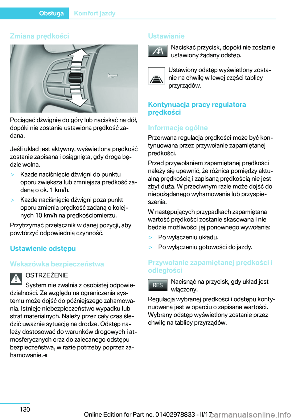 BMW I3 2017  Instrukcja obsługi (in Polish) �Z�m�i�a�n�a��p�r�