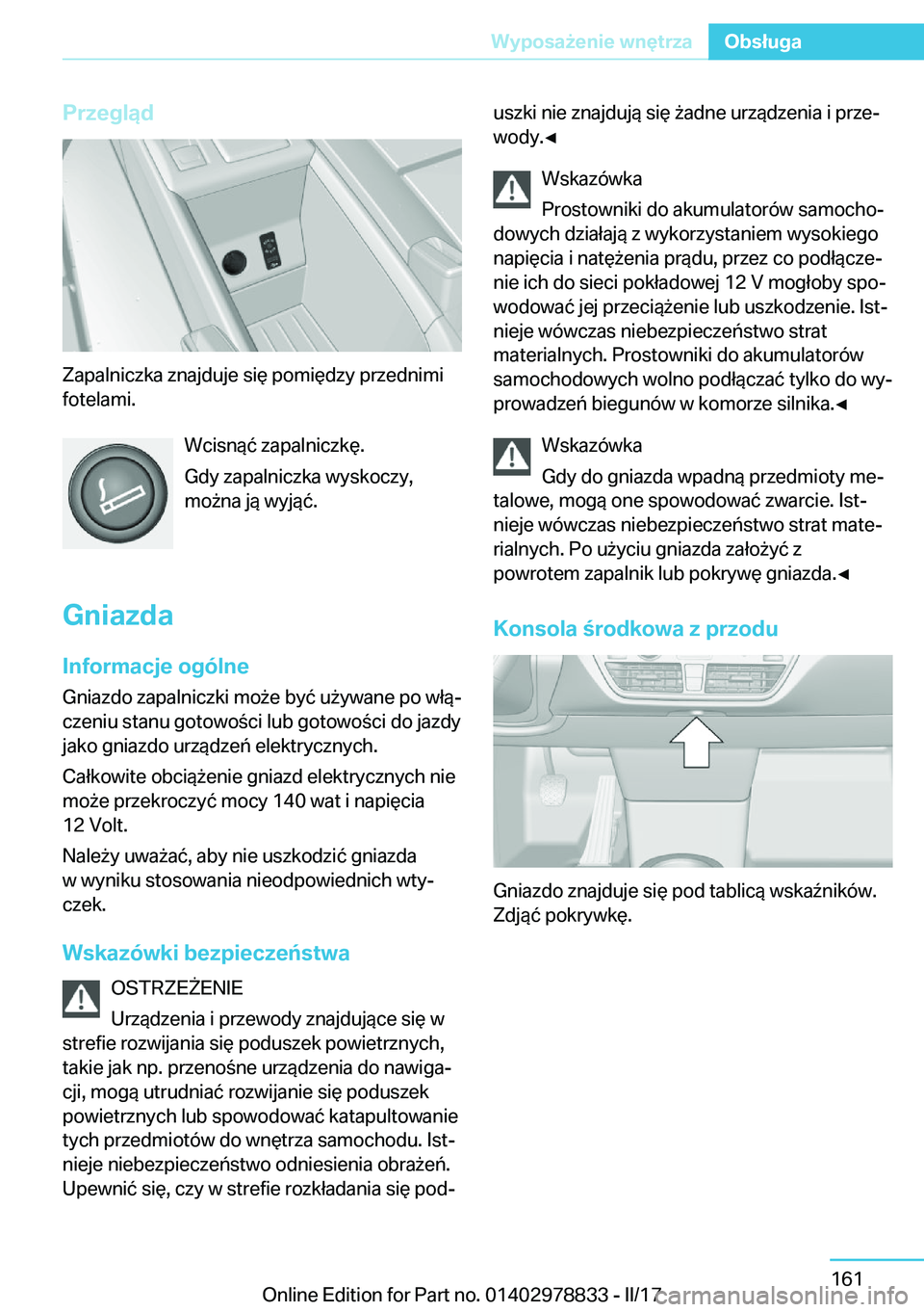 BMW I3 2017  Instrukcja obsługi (in Polish) �P�r�z�e�g�l�