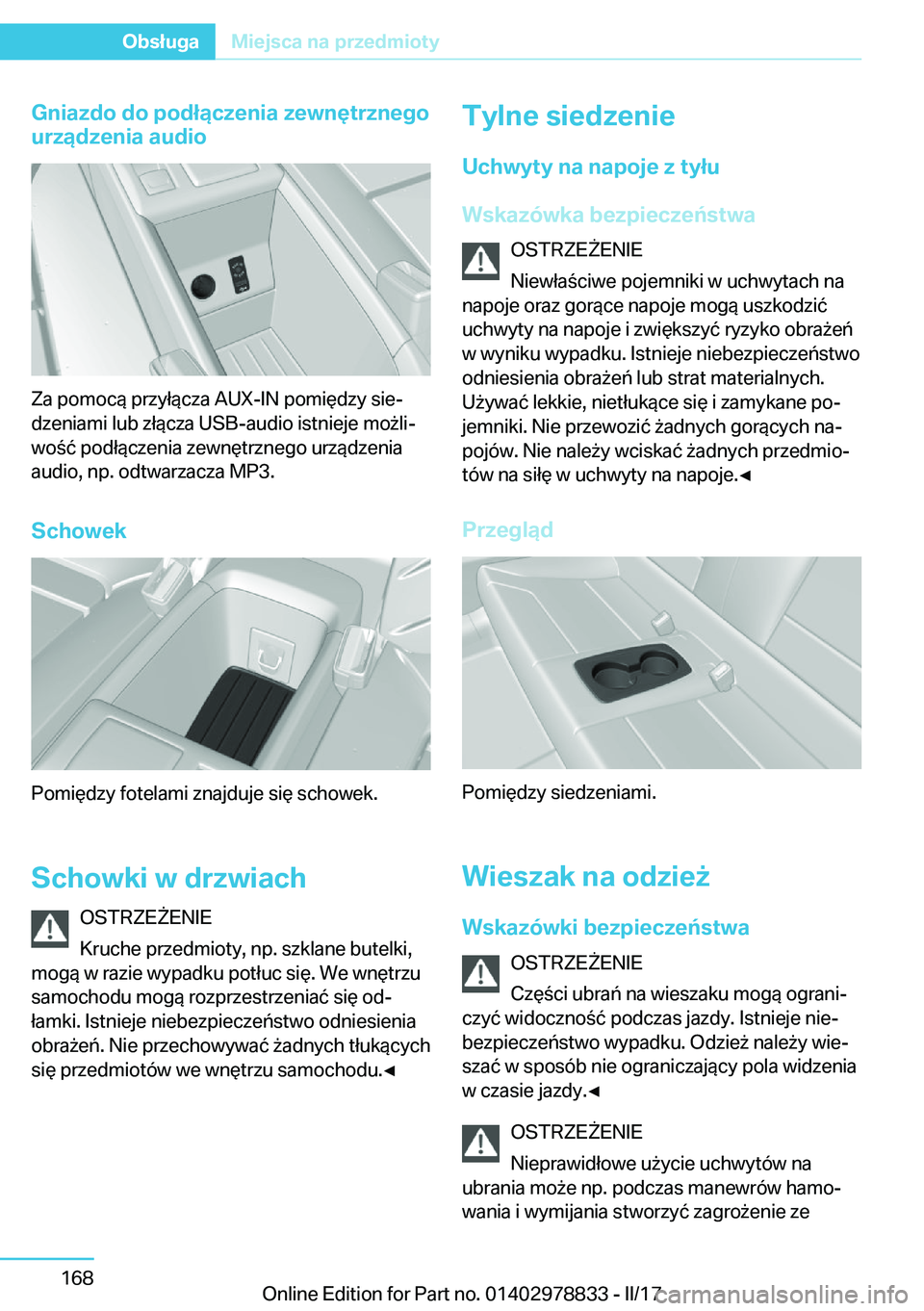 BMW I3 2017  Instrukcja obsługi (in Polish) �G�n�i�a�z�d�o��d�o��p�o�d�ł�