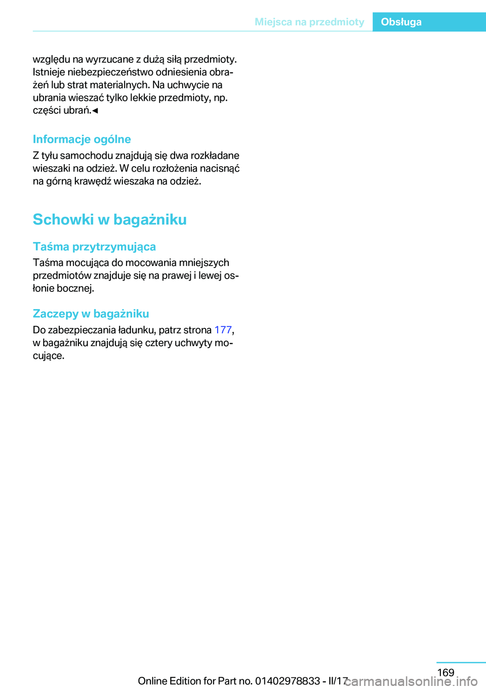 BMW I3 2017  Instrukcja obsługi (in Polish) �w�z�g�l�
