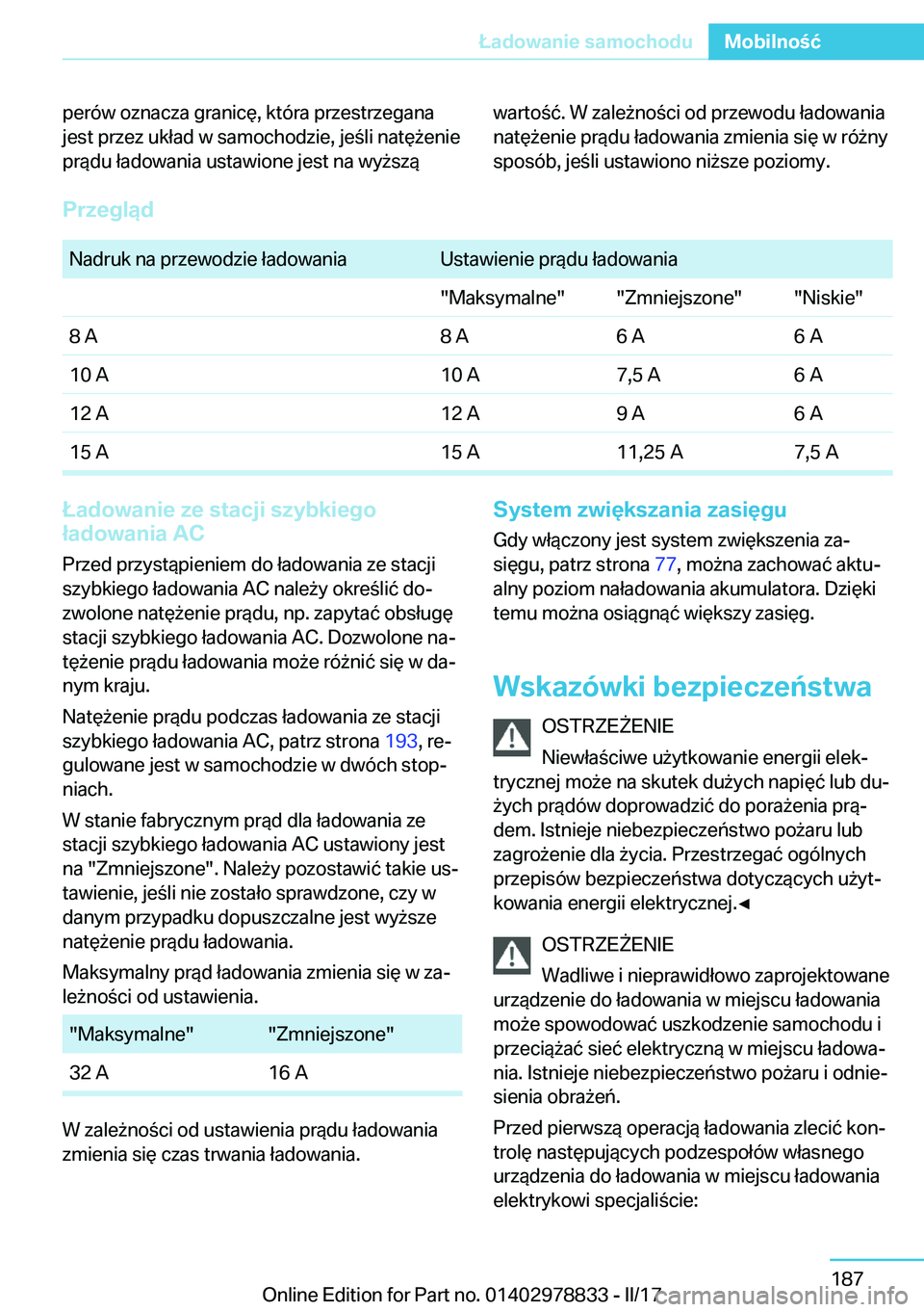 BMW I3 2017  Instrukcja obsługi (in Polish) �p�e�r�