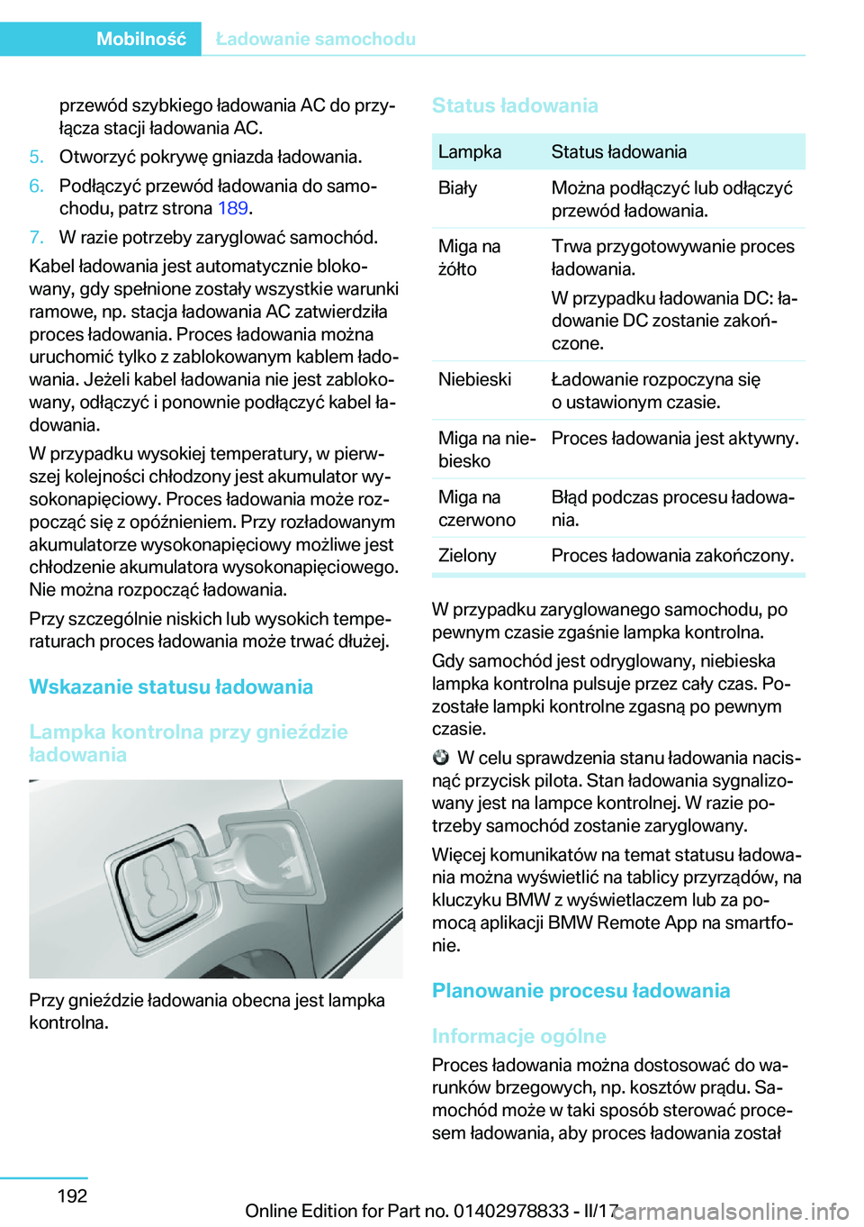 BMW I3 2017  Instrukcja obsługi (in Polish) �p�r�z�e�w�