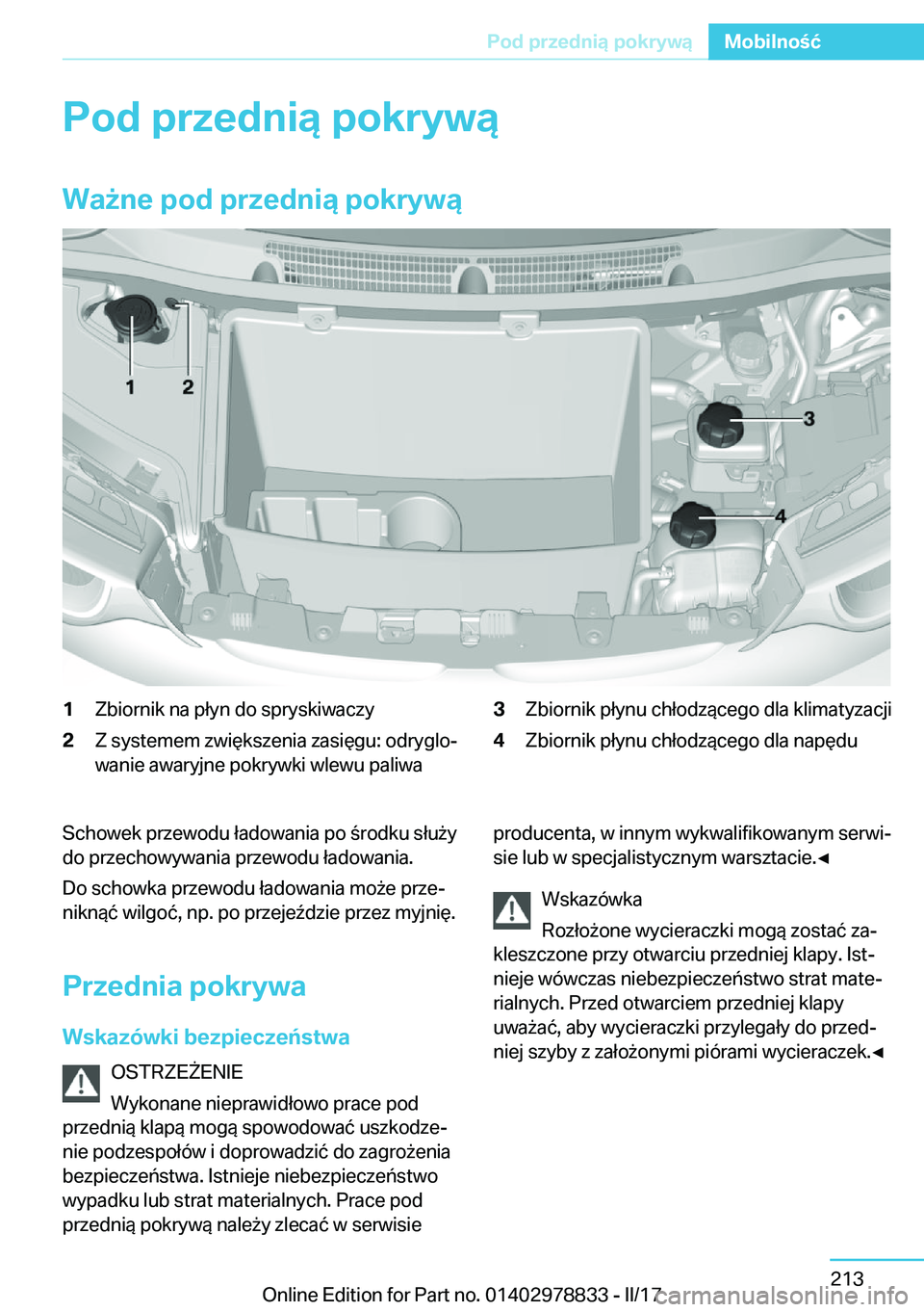 BMW I3 2017  Instrukcja obsługi (in Polish) �P�o�d��p�r�z�e�d�n�i�