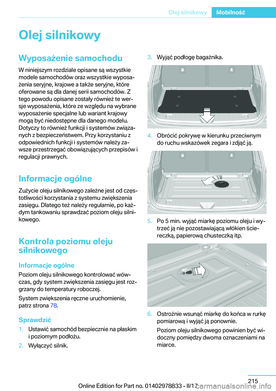 BMW I3 2017  Instrukcja obsługi (in Polish) �O�l�e�j��s�i�l�n�i�k�o�w�y�W�y�p�o�s�a9�e�n�i�e��s�a�m�o�c�h�o�d�u�W� �n�i�n�i�e�j�s�z�y�m� �r�o�z�d�z�i�a�l�e� �o�p�i�s�a�n�e� �s�