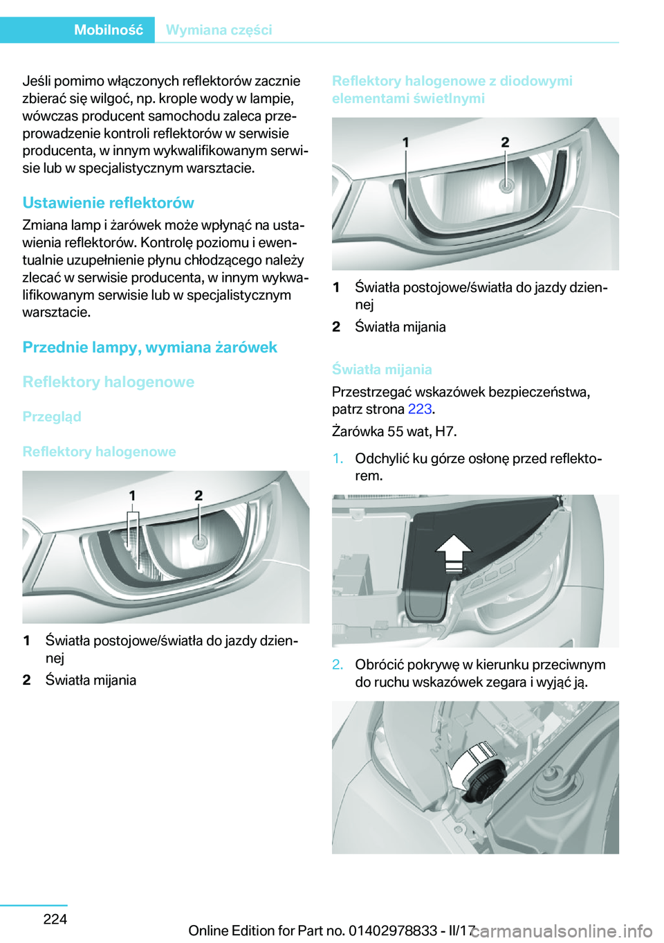 BMW I3 2017  Instrukcja obsługi (in Polish) �J�e �l�i� �p�o�m�i�m�o� �w�ł�