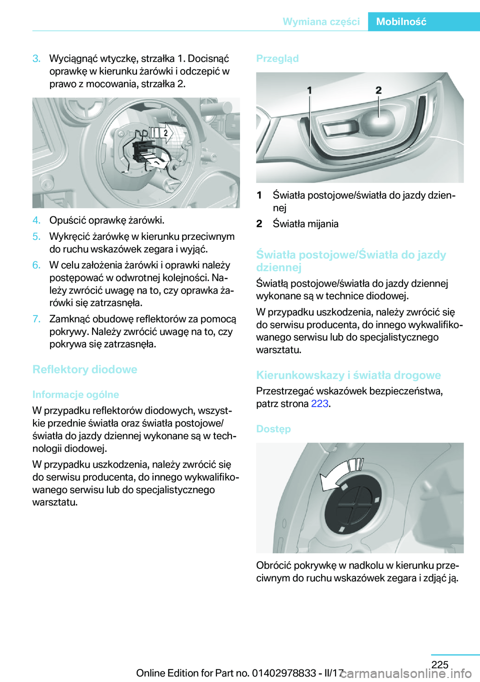 BMW I3 2017  Instrukcja obsługi (in Polish) �3�.�W�y�c�i�