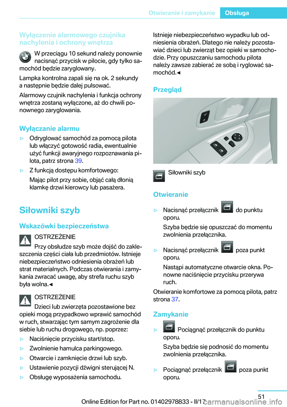 BMW I3 2017  Instrukcja obsługi (in Polish) �W�y�ł�