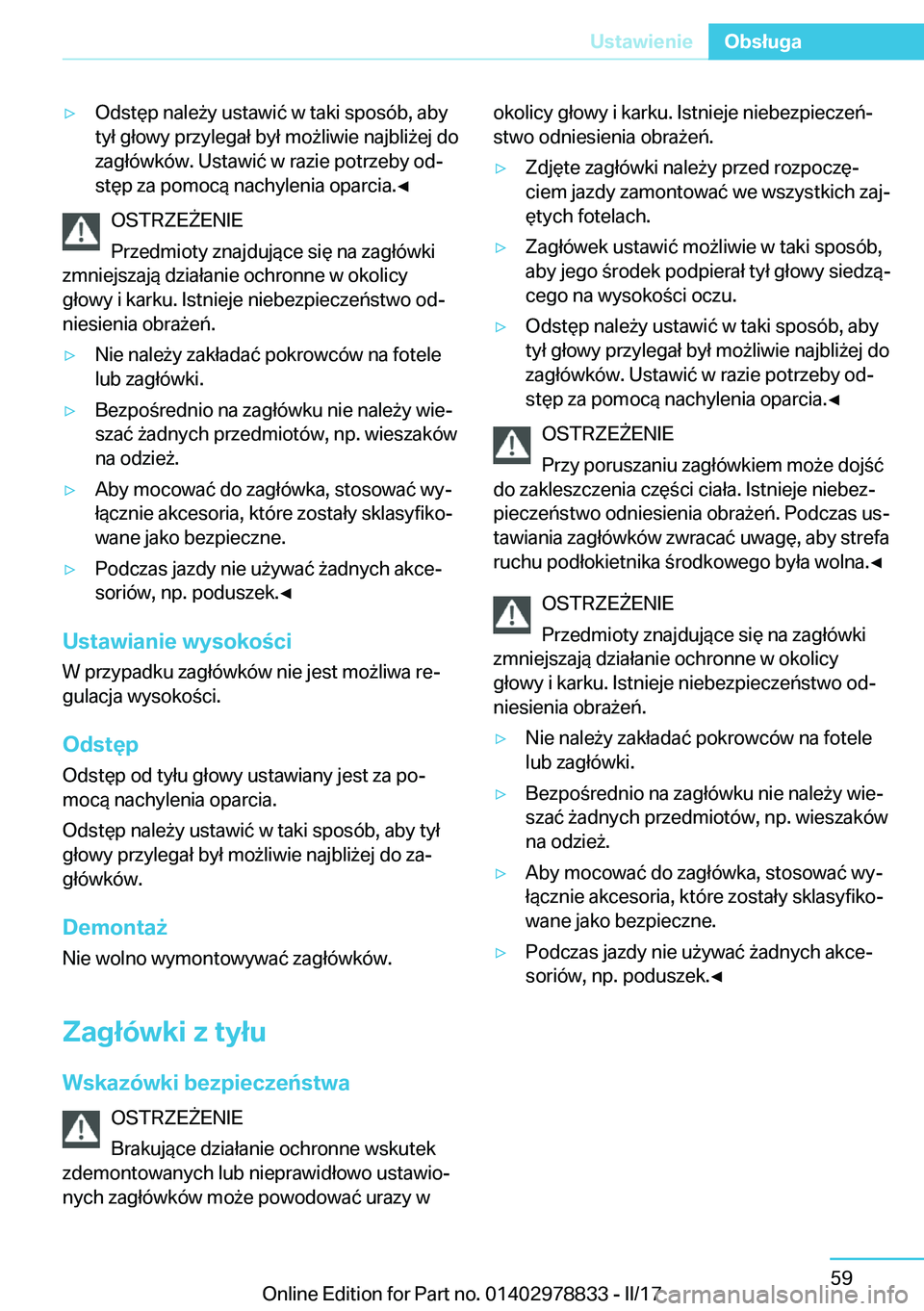 BMW I3 2017  Instrukcja obsługi (in Polish) 'y�O�d�s�t�