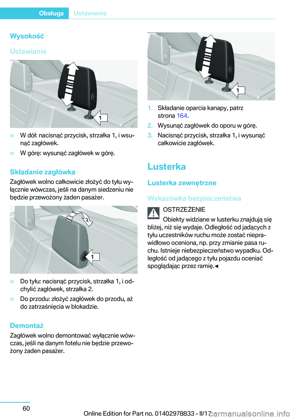BMW I3 2017  Instrukcja obsługi (in Polish) �W�y�s�o�k�o�