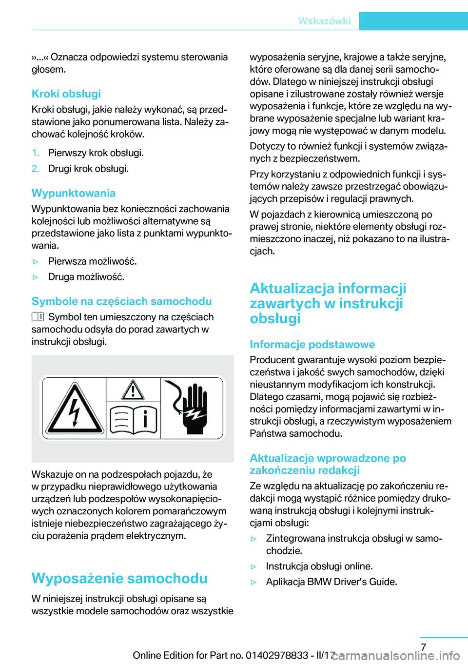 BMW I3 2017  Instrukcja obsługi (in Polish) 