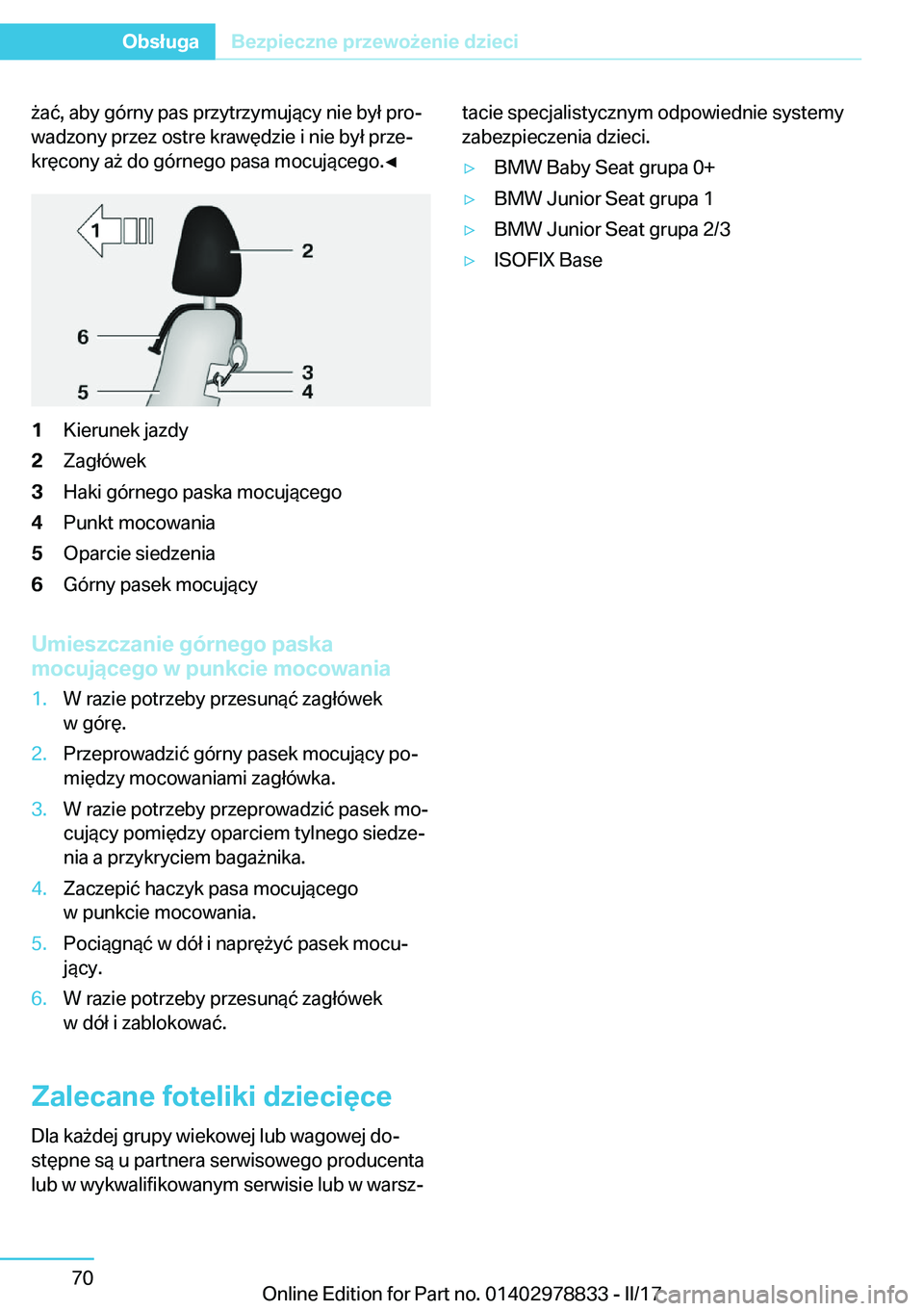 BMW I3 2017  Instrukcja obsługi (in Polish)  9�a�