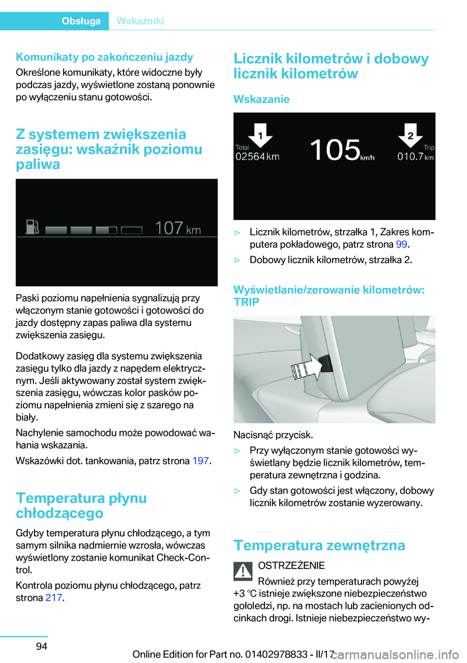 BMW I3 2017  Instrukcja obsługi (in Polish) �K�o�m�u�n�i�k�a�t�y��p�o��z�a�k�o�