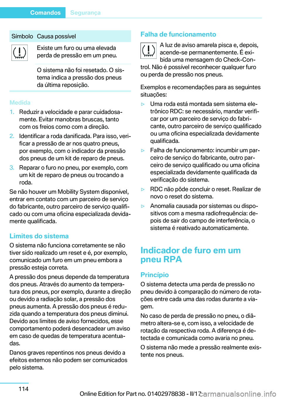 BMW I3 2017  Manual do condutor (in Portuguese) �S�