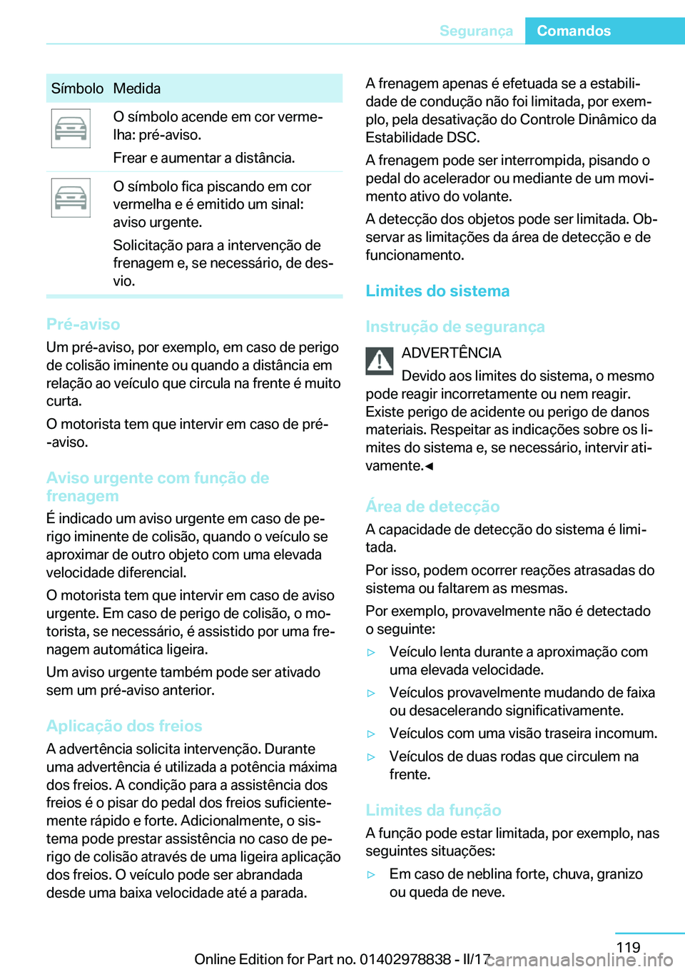 BMW I3 2017  Manual do condutor (in Portuguese) �S�