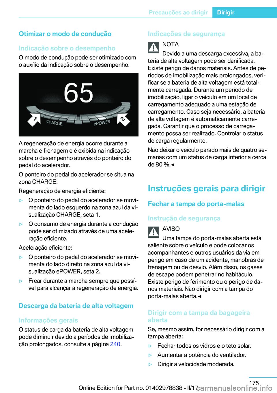 BMW I3 2017  Manual do condutor (in Portuguese) �O�t�i�m�i�z�a�r��o��m�o�d�o��d�e��c�o�n�d�u�