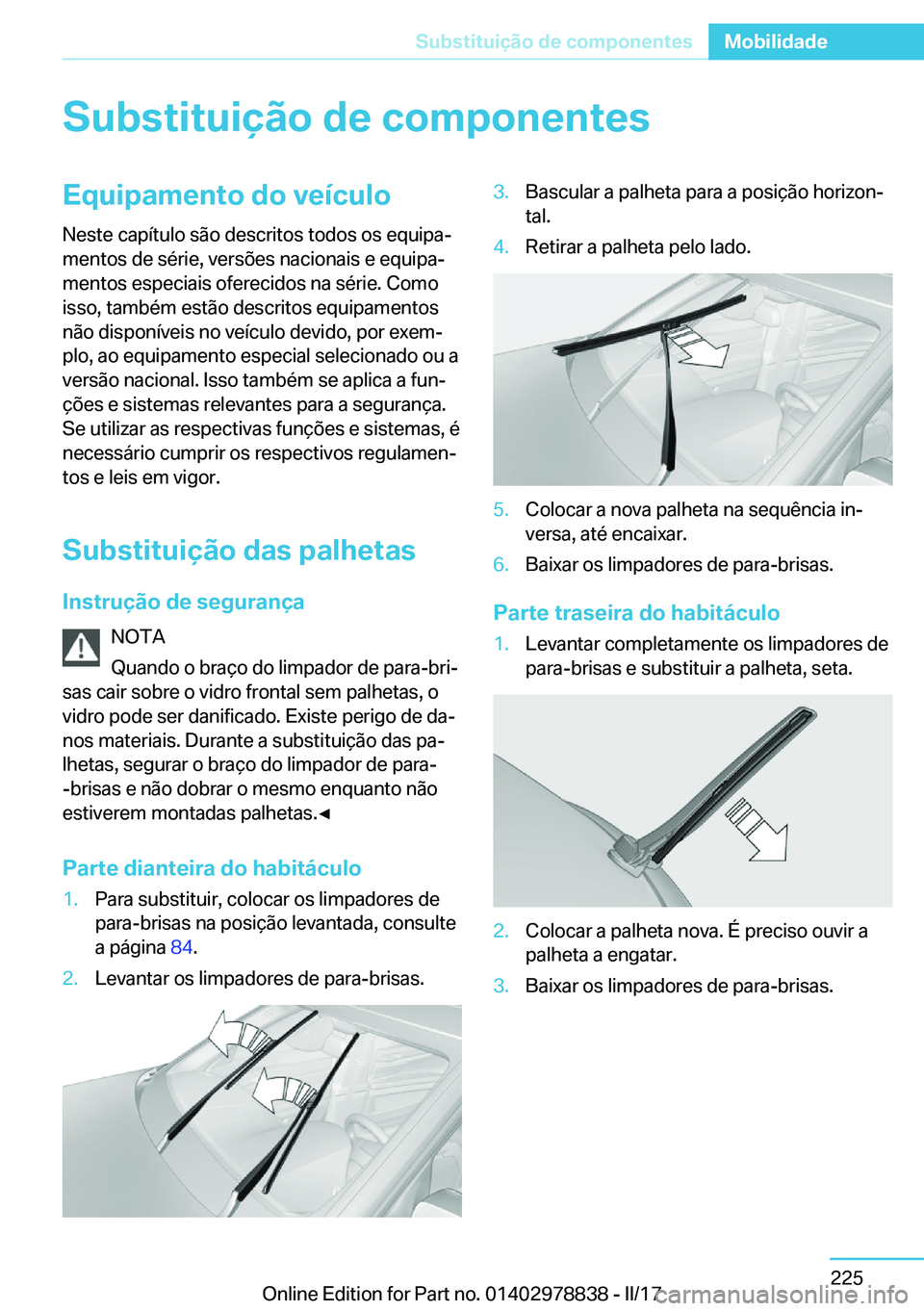 BMW I3 2017  Manual do condutor (in Portuguese) �S�u�b�s�t�i�t�u�i�