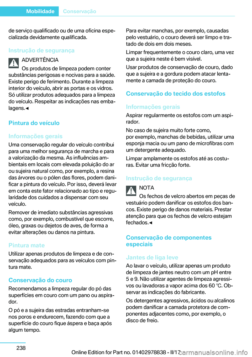 BMW I3 2017  Manual do condutor (in Portuguese) �d�e� �s�e�r�v�i�