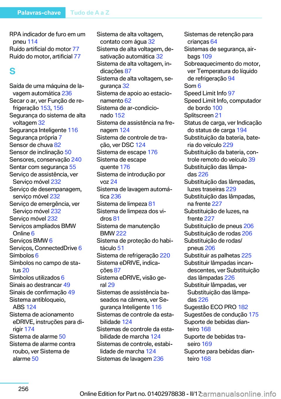 BMW I3 2017  Manual do condutor (in Portuguese) �R�P�A� �i�n�d�i�c�a�d�o�r� �d�e� �f�u�r�o� �e�m� �u�m�p�n�e�u�  �1�1�4� 
�R�u�