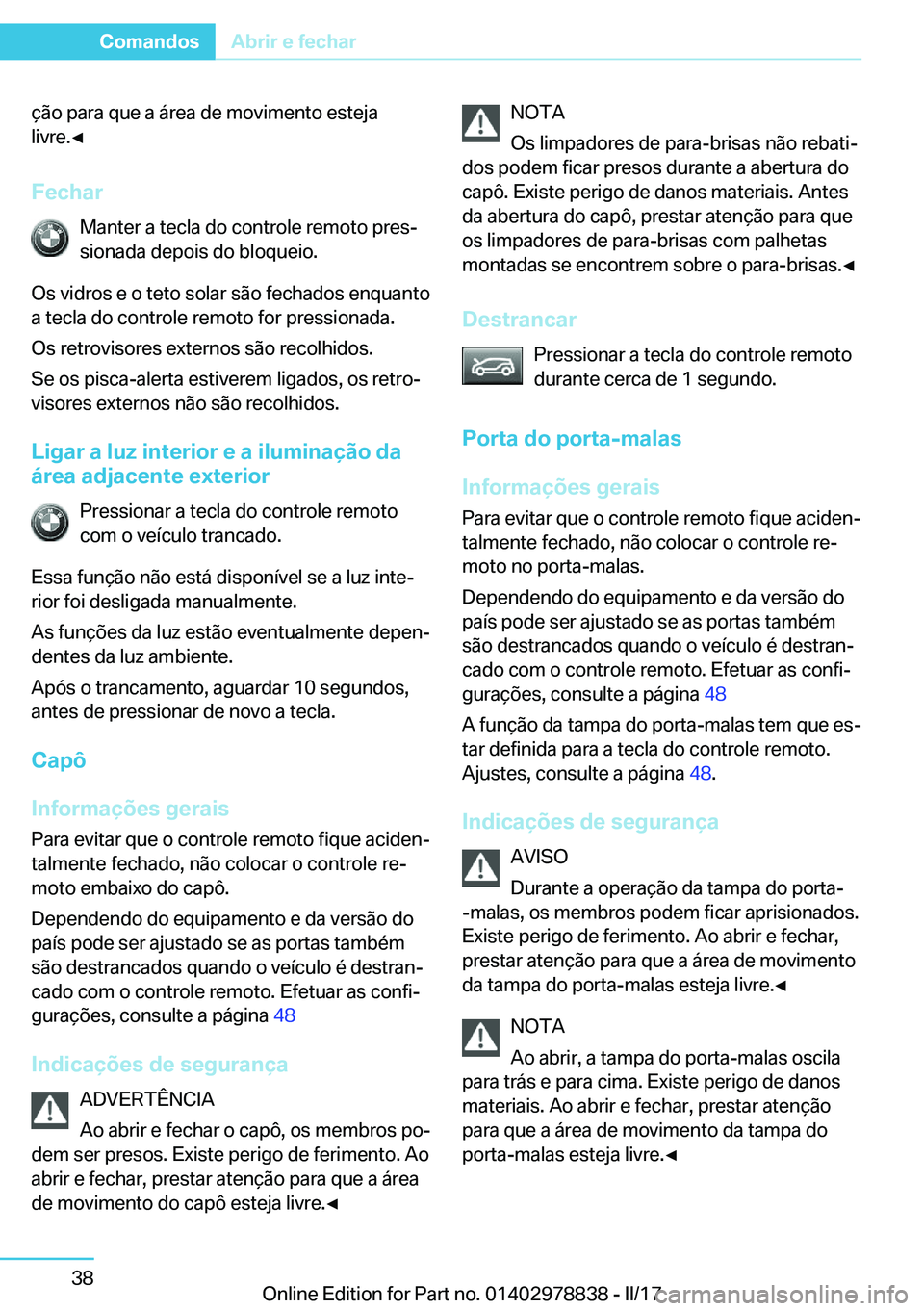 BMW I3 2017  Manual do condutor (in Portuguese) �